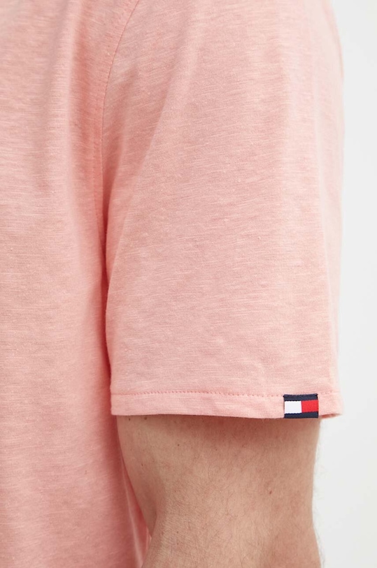 Tommy Hilfiger t-shirt z domieszką lnu UM0UM03226 różowy