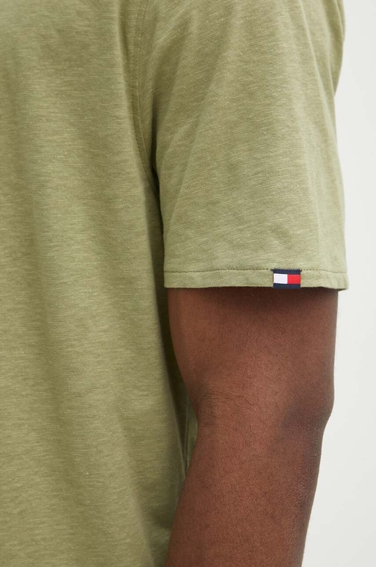 Tommy Hilfiger t-shirt z domieszką lnu UM0UM03226 zielony