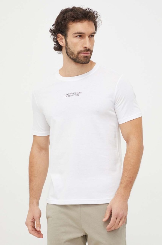 United Colors of Benetton t-shirt bawełniany nadruk biały 30964M019