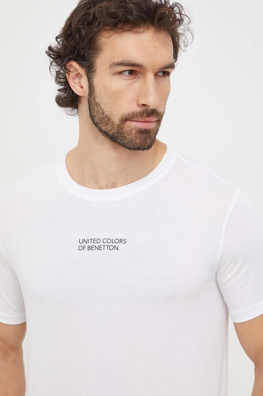 United Colors of Benetton t-shirt bawełniany biały 30964M019