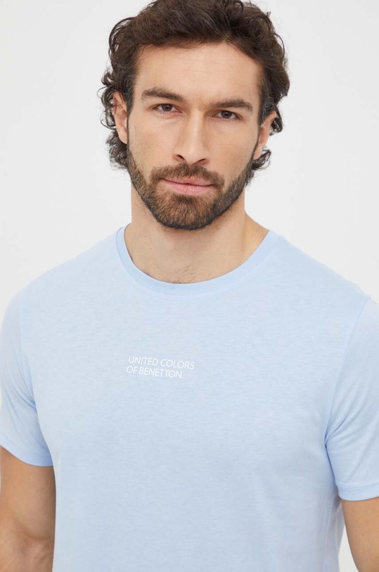 United Colors of Benetton t-shirt bawełniany nadruk niebieski 30964M019