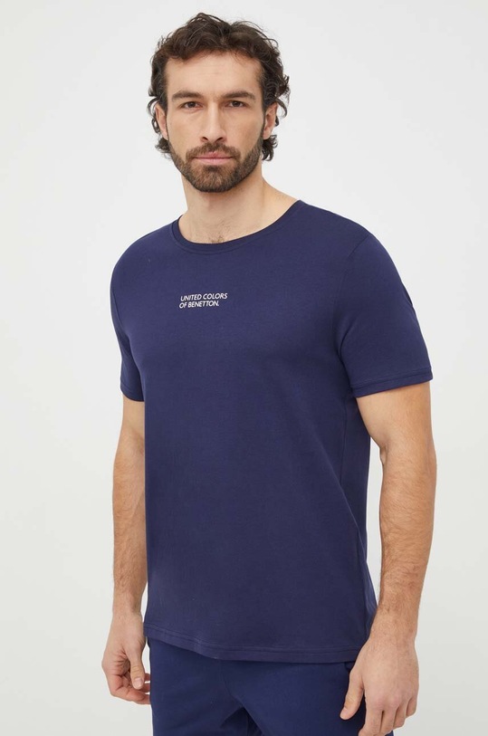 United Colors of Benetton t-shirt bawełniany nadruk granatowy 30964M019