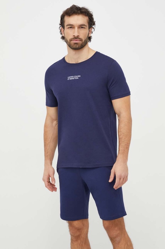 United Colors of Benetton t-shirt bawełniany 30964M019 granatowy SS24