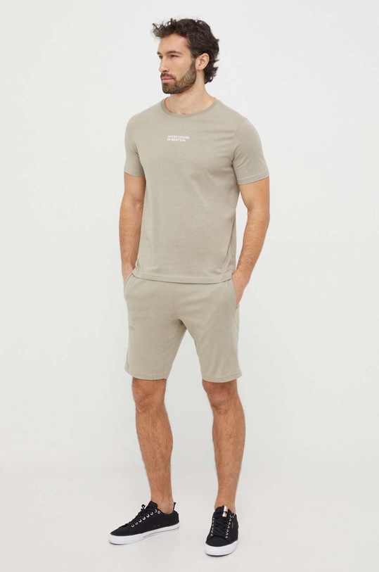 United Colors of Benetton t-shirt bawełniany 30964M019 zielony SS24