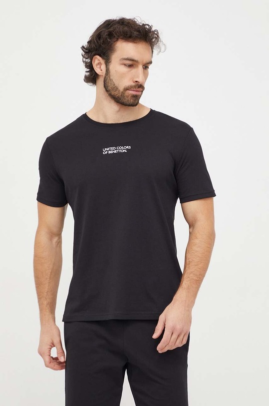 United Colors of Benetton t-shirt bawełniany nadruk czarny 30964M019