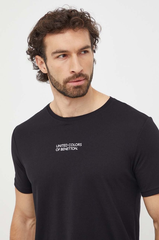 United Colors of Benetton t-shirt bawełniany czarny 30964M019