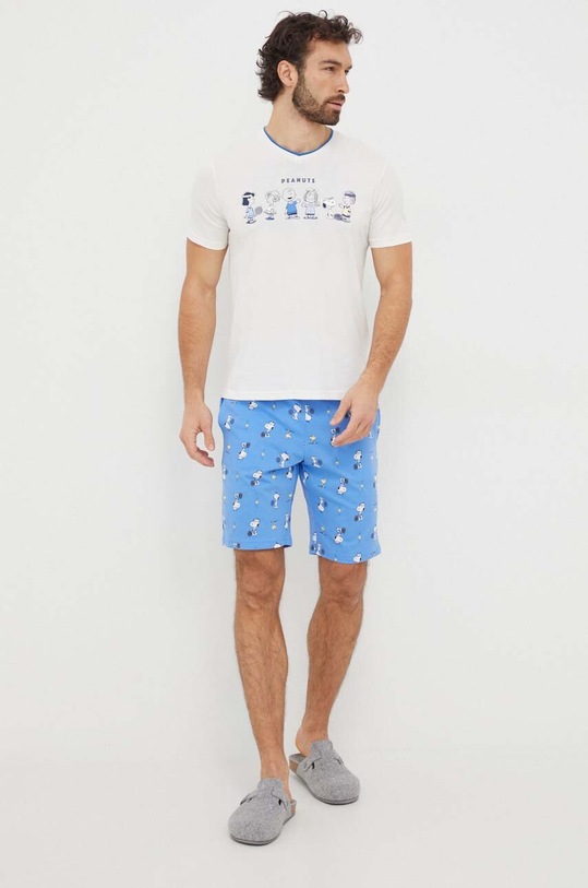 United Colors of Benetton t-shirt lounge bawełniany x Peanuts 30964M01I beżowy SS24