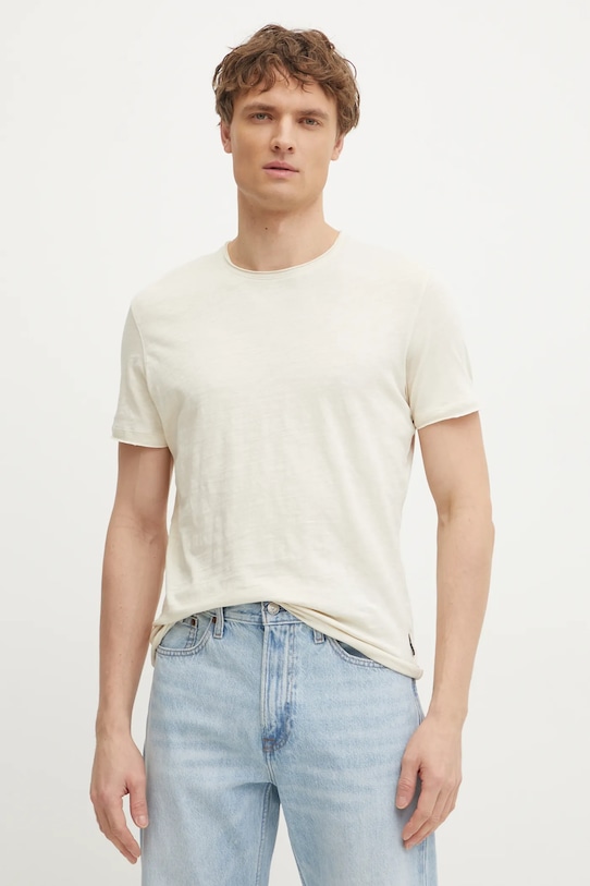 Sisley tricou din bumbac bej 3WF0S101K