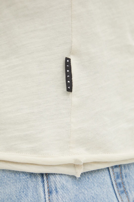 Sisley tricou din bumbac 3WF0S101K bej