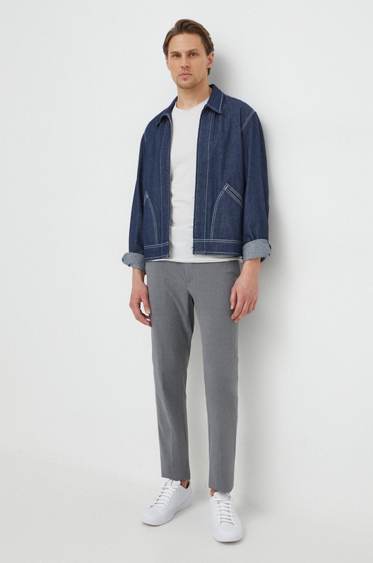 Sisley t-shirt bawełniany 3WF0S101K szary SS25