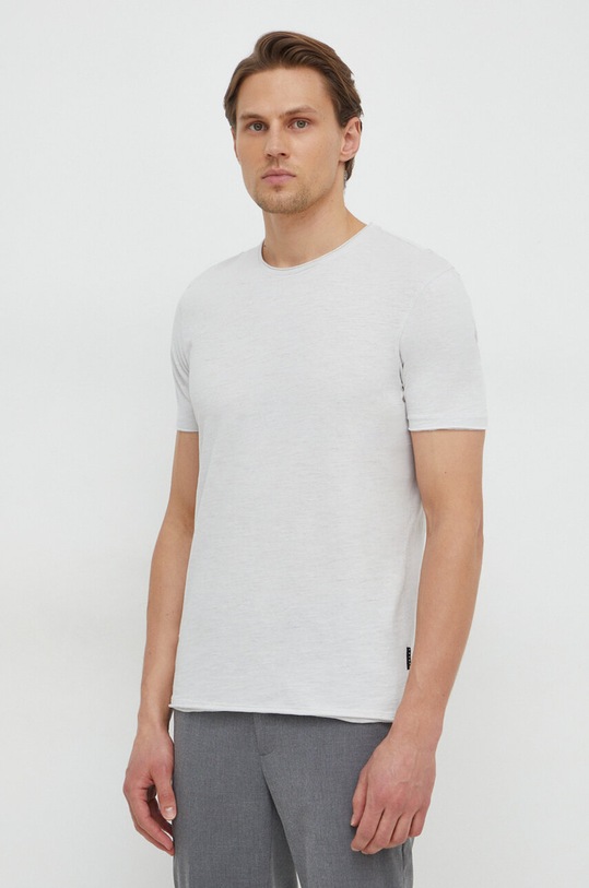 Sisley t-shirt bawełniany szary 3WF0S101K