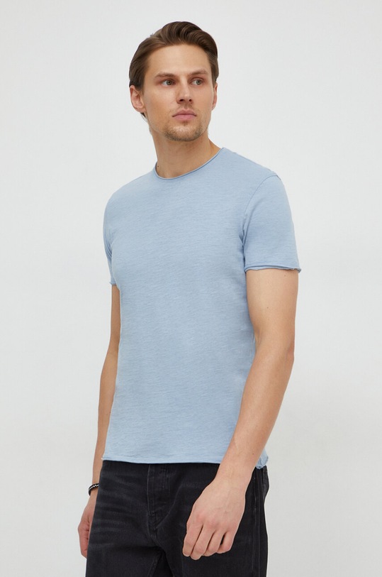 Sisley t-shirt bawełniany bawełna niebieski 3WF0S101K