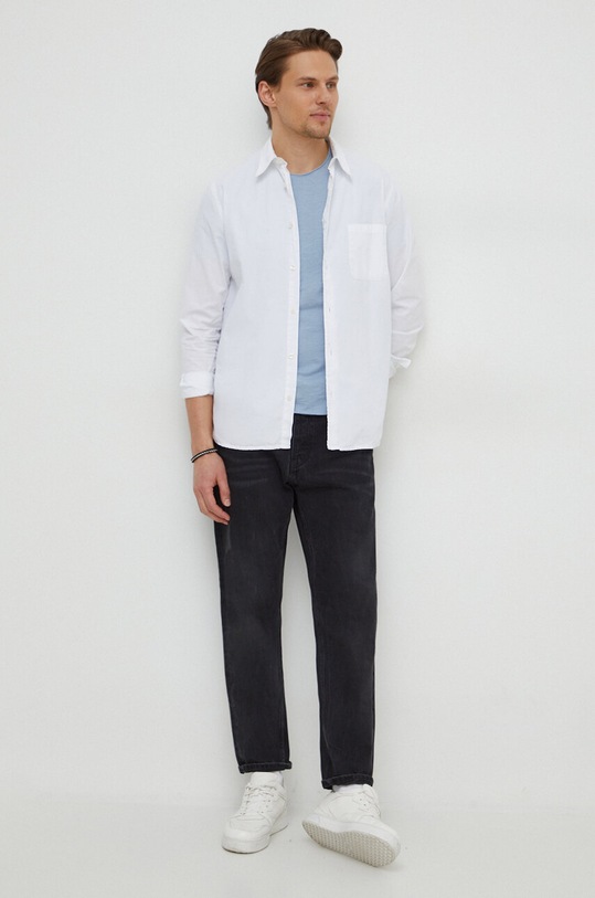 Bavlnené tričko Sisley 3WF0S101K modrá SS25