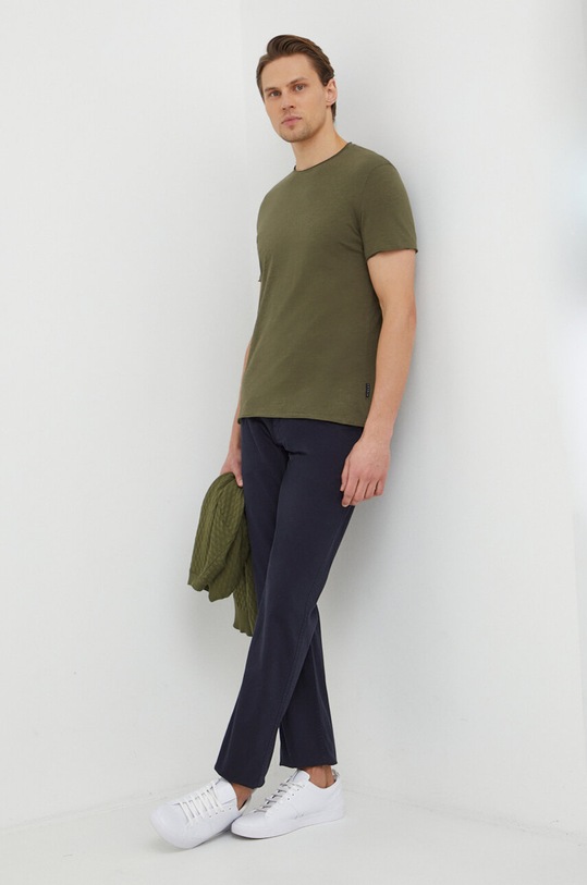 Sisley t-shirt bawełniany 3WF0S101K zielony SS25