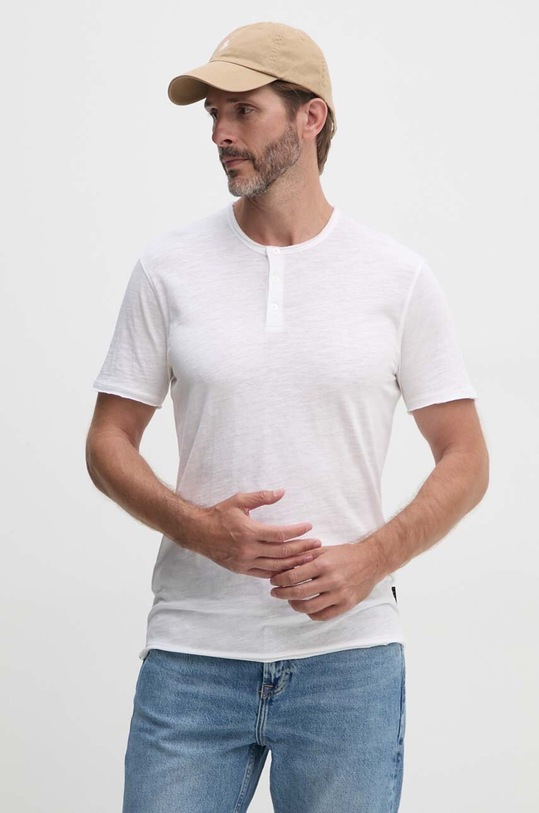 Sisley t-shirt bawełniany beżowy 3WF0S1009