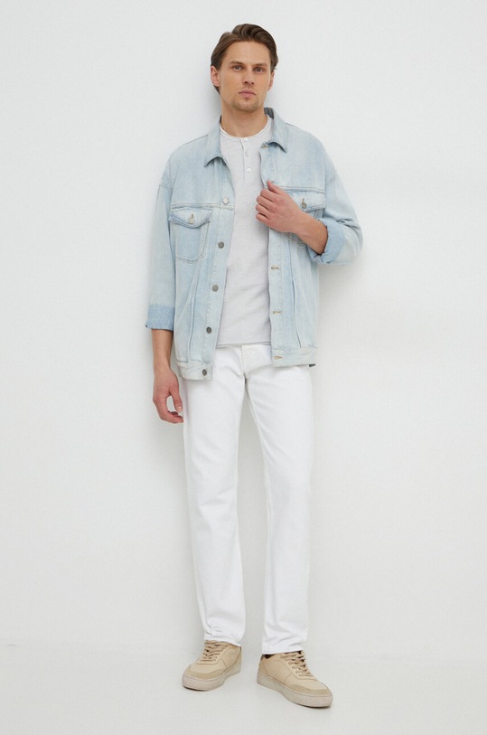 Sisley t-shirt bawełniany 3WF0S1009 szary SS25