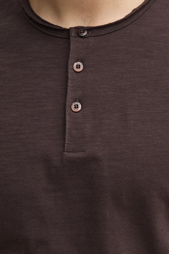 Bavlněné tričko Sisley 3WF0S1009 hnědá