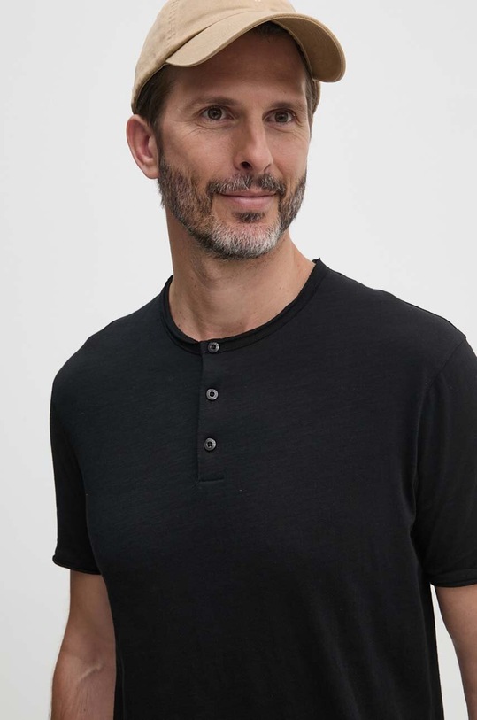 Sisley t-shirt bawełniany czarny 3WF0S1009