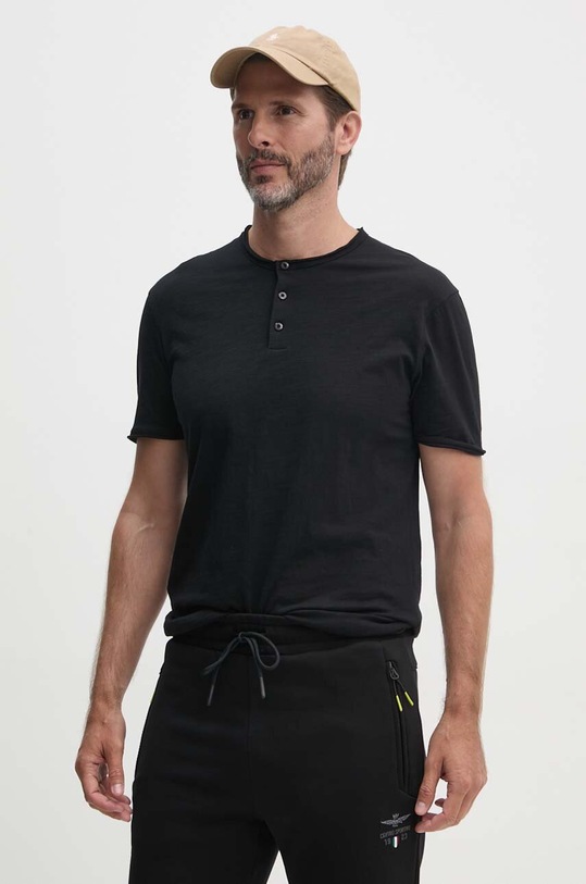 Sisley t-shirt bawełniany czarny 3WF0S1009