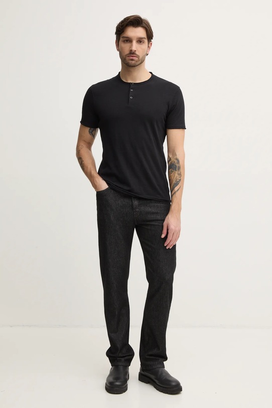 Bombažna kratka majica Sisley 3WF0S1009 črna SS25