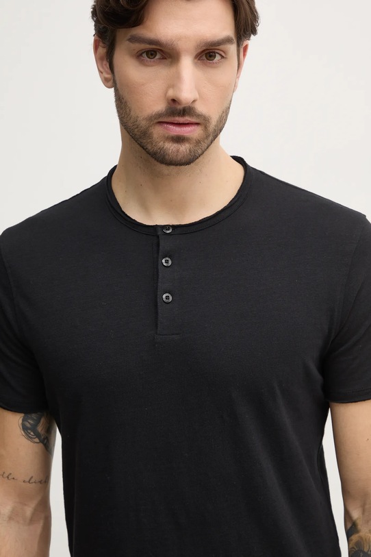 Bombažna kratka majica Sisley črna 3WF0S1009