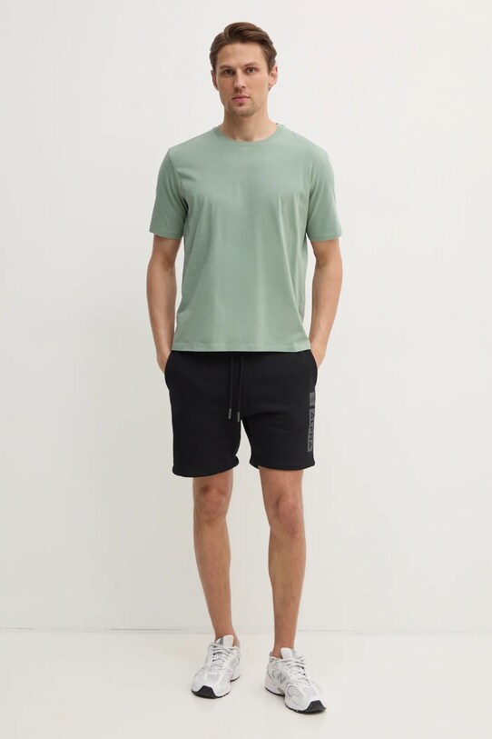Sisley tricou din bumbac 3I1XS101J verde SS25