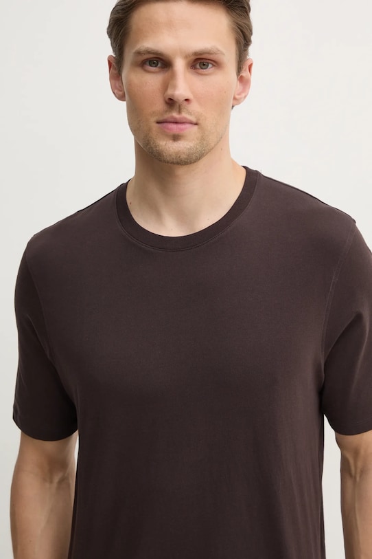 Sisley tricou din bumbac uni maro 3I1XS101J