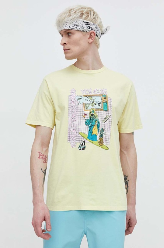 Volcom t-shirt bawełniany nadruk żółty A5212408