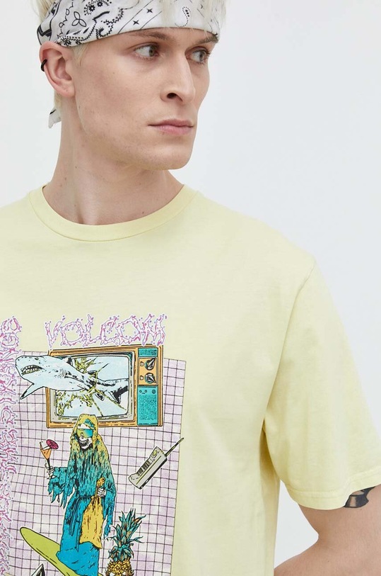 Volcom t-shirt bawełniany żółty A5212408