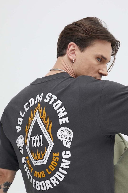 Bavlněné tričko Volcom šedá A4312402