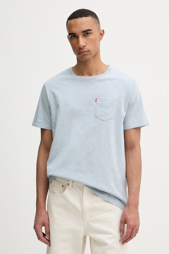 Levi's t-shirt męski bawełniany SS CLASSIC POCKET TEE niebieski 19342