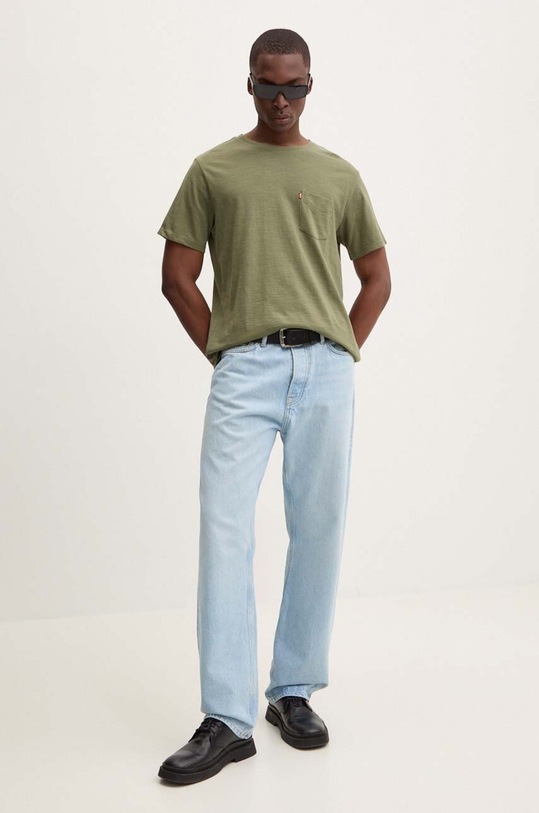 Levi's t-shirt bawełniany 19342 zielony AW24