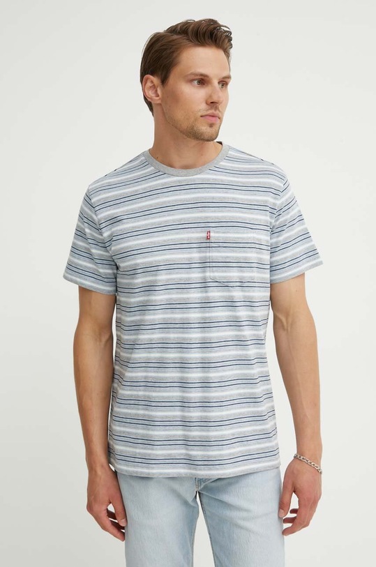 Βαμβακερό μπλουζάκι Levi's γκρί 19342