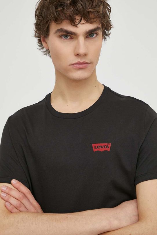 Pamučna majica Levi's 2-pack print crna 79681