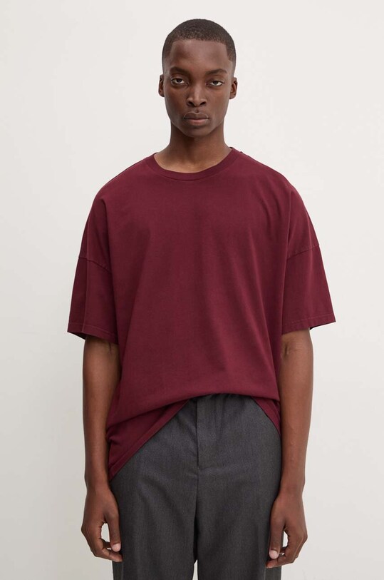 American Vintage tricou din bumbac burgundia MFIZ02AE24