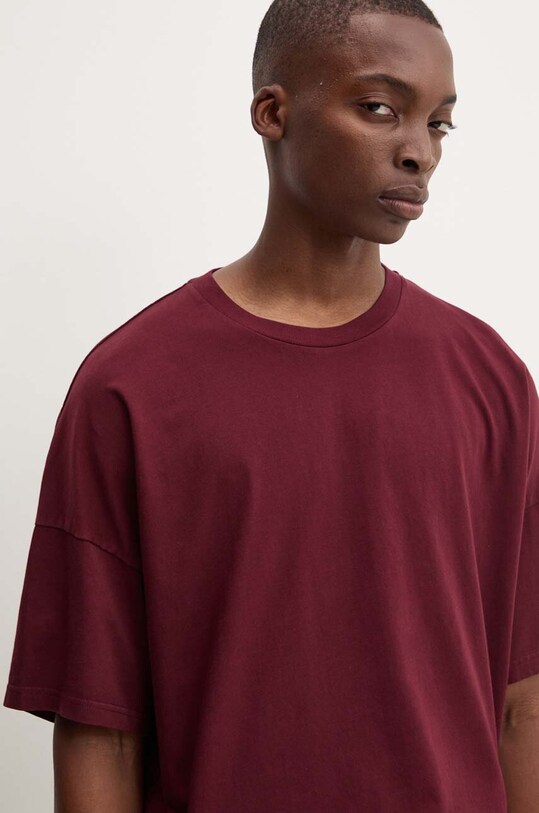 American Vintage tricou din bumbac burgundia MFIZ02AE24
