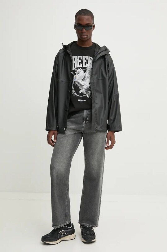 Βαμβακερό μπλουζάκι Sixth June 25027 μαύρο AW24