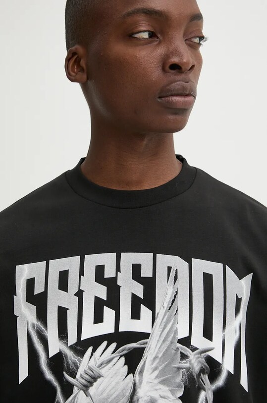 Βαμβακερό μπλουζάκι Sixth June 25027 μαύρο