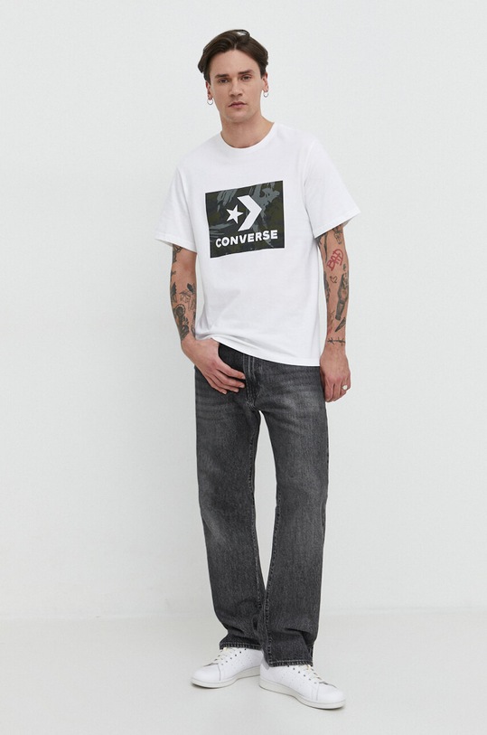 Bavlněné tričko Converse 10026575.A02 bílá SS24