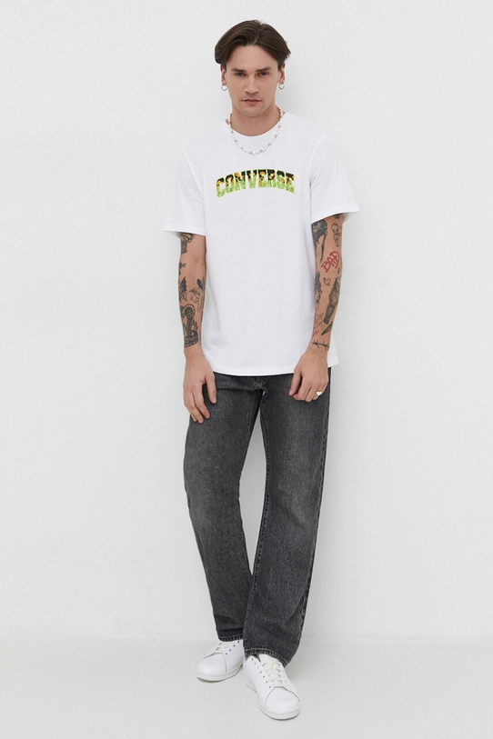 Converse t-shirt bawełniany 10025971.A02 beżowy SS24