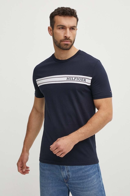 Tommy Hilfiger t-shirt bawełniany regular granatowy UM0UM03196