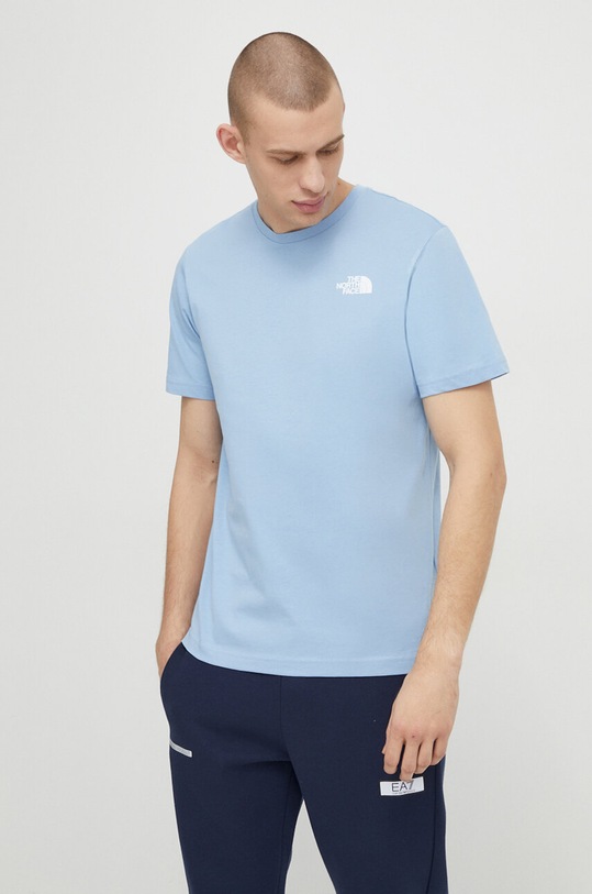 The North Face t-shirt bawełniany niebieski NF0A87NPQEO1