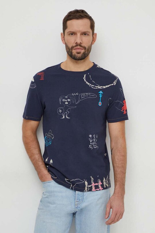 Desigual t-shirt in cotone regolare blu navy 24SMTK23