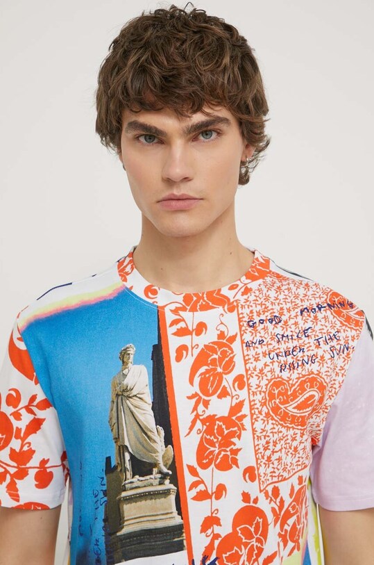 Desigual tricou din bumbac multicolor 24SMTK26