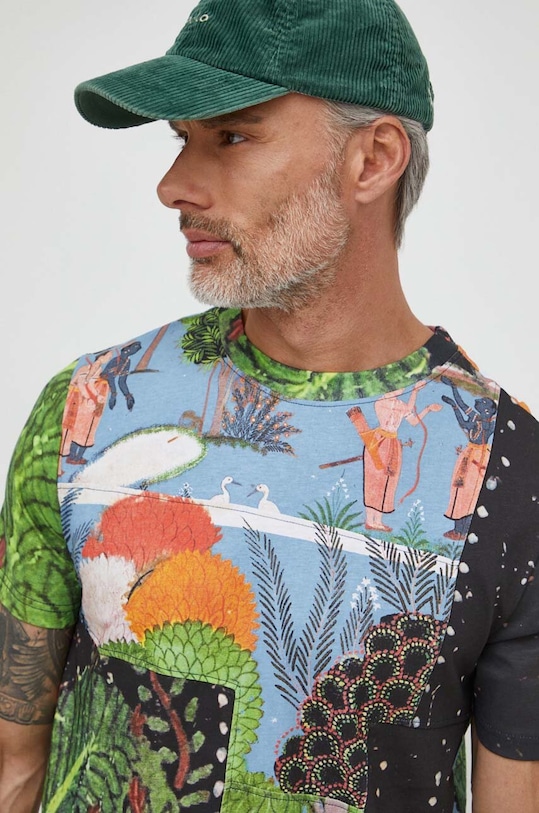 Βαμβακερό μπλουζάκι Desigual πολύχρωμο 24SMTK21