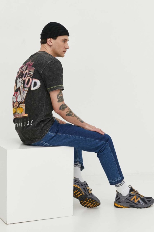 Bavlněné tričko Desigual x Disney MICKEY BAD MOOD regular černá 24SMTK29