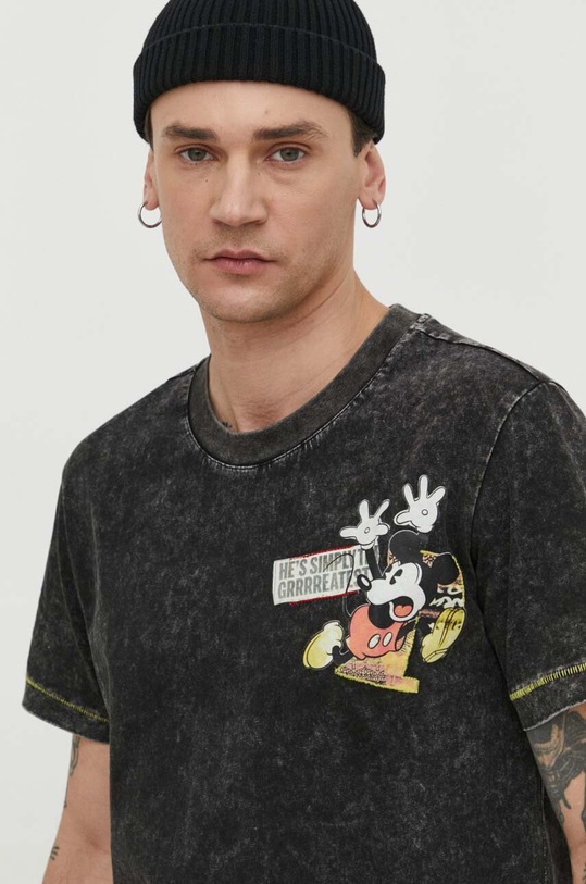 Bavlněné tričko Desigual x Disney MICKEY BAD MOOD černá 24SMTK29