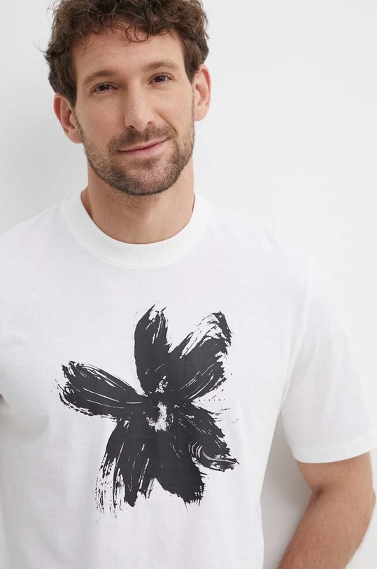 Sisley t-shirt bawełniany beżowy 3I1XS103A