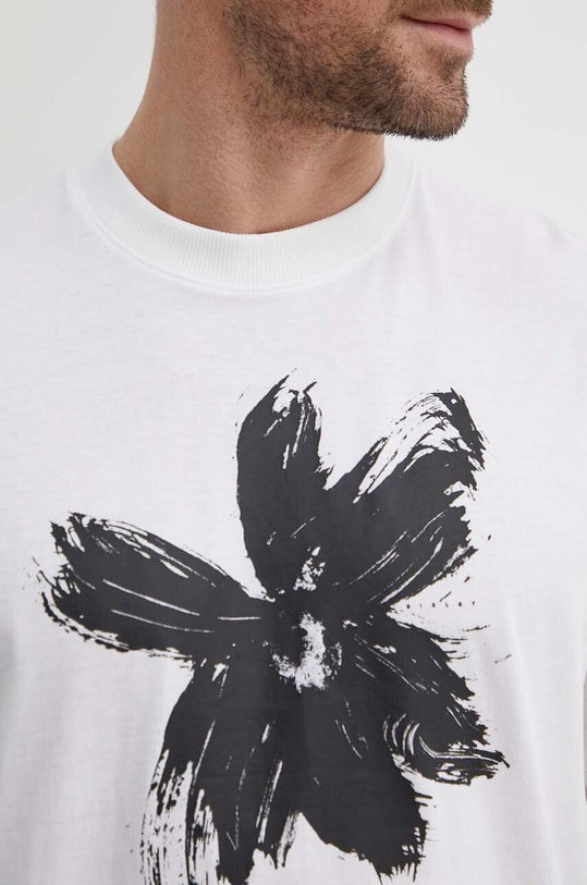 Sisley t-shirt bawełniany 3I1XS103A beżowy