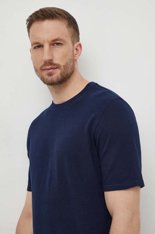 Sisley t-shirt bawełniany bawełna granatowy 3L5YS103G